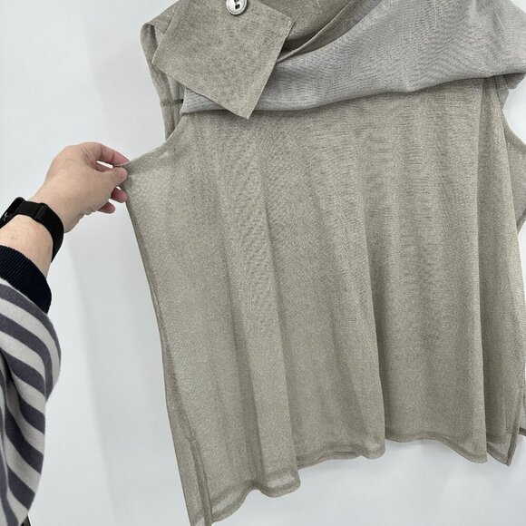 shirt top blouse tunic batwing sheer artsy lagenlook layered beige 2X - Picture 7 of 9